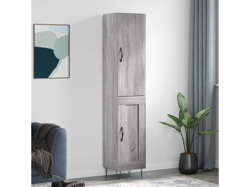 Buffet haut - bahut - meuble de rangement sonoma gris 34,5x34x180 cm bois d'ingénierie  - Conforama B
