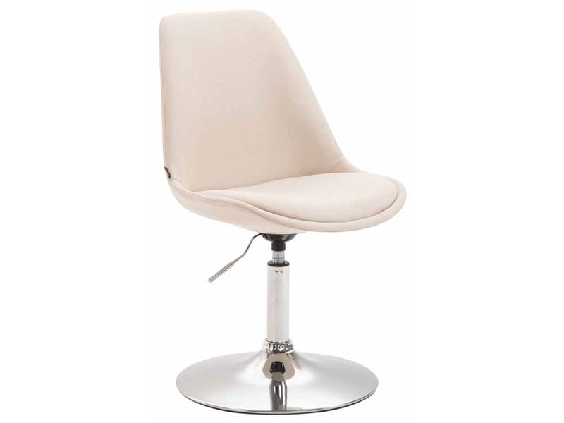 Lot de 4 chaises de salle à manger pivotante hauteur réglable en tissu crème et pied trompette en métal chromé 10_0008532  - Conforama B