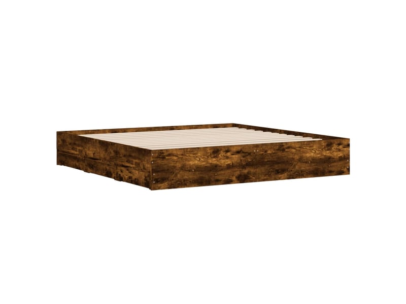  Lit double- lit adulte -  cadre de lit avec tiroirs sans matelas chêne fumé 160x200 cm  - Conforama C