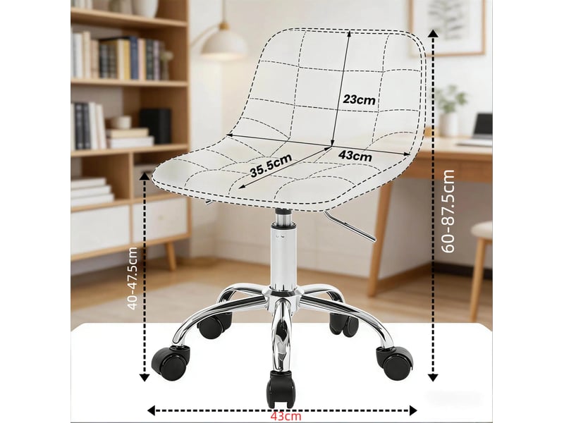  Tabouret de bureau rose en velours, réglable et pivotant à 360°, avec roulettes pour votre espace de travail  - Conforama C