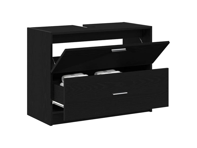 Cabinet de salle de bain, armoire salle de bain chêne noir 78 x 37 x 59 cm cf65344 - Conforama C