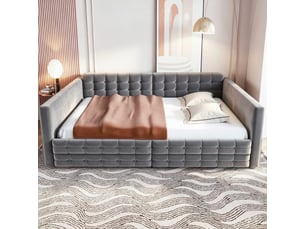 Lit banquette 140x190 cm <strong></strong> <strong></strong> coloris gris