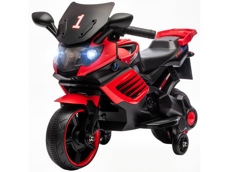  Moto électrique pour enfants de 18 à 36 mois, 6 v, avec roues amovibles, phares et musique intégrés, rouge  - Conforama B