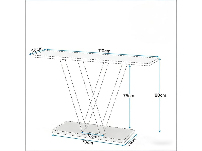  Table console étroite en mdf et métal marron rustique et noir 110x30x80 cm  - Conforama C