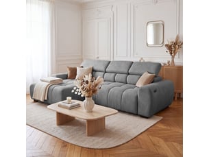 Canapé d'angle aldo avec fonction couchage, côté gauche, tissu salvador wr, gris (14)