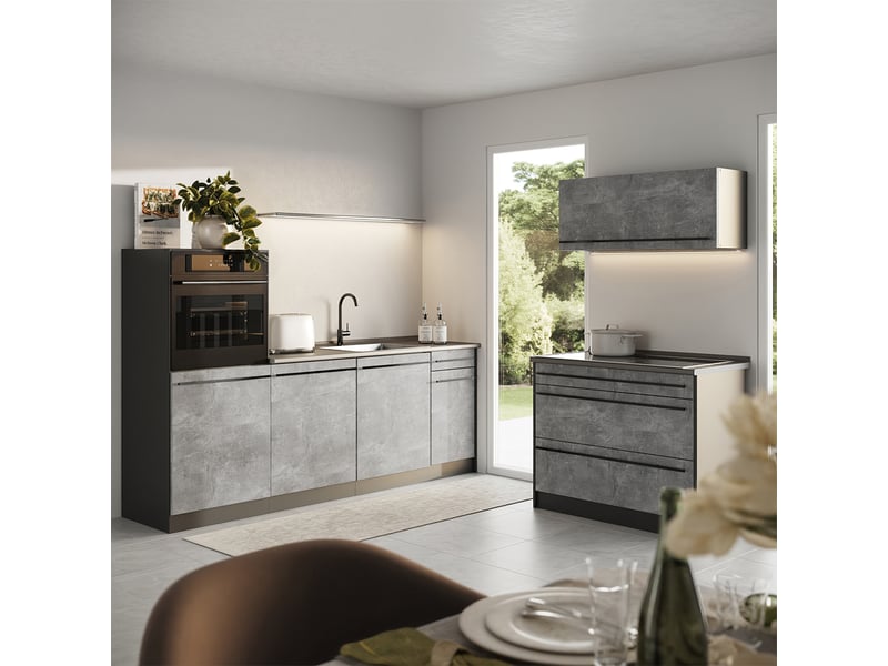  Vicco cuisine, bétonanthracite, 220cm plan de travail anthracite  - Conforama C