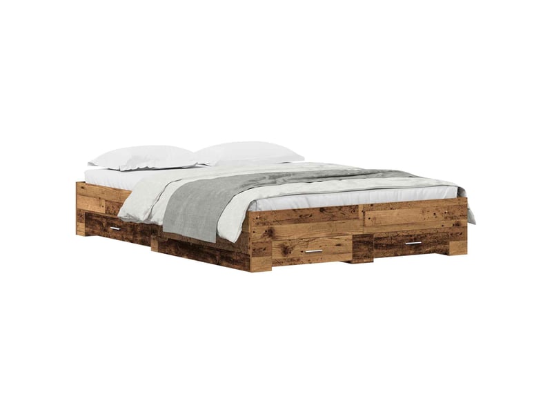  Lit double- lit adulte -  cadre de lit bois ancien 135 x 190 cm bois d'ingénierie  - Conforama A