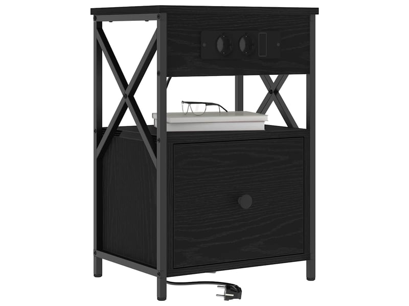  Table de chevet - cabinet de chevet - table de nuit chêne noir 40 x 31 x 60 cm bois d'ingénierie  - Conforama B