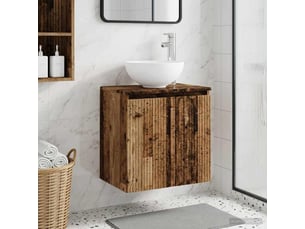 Vanité de lavabo mural, meuble de rangement bois ancien 49.5x41x64.5 cm shl2945