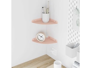 Lot de 2 étagères flottantes d'angle, étagères murales rose 18 x 18 x 2 cm cf41652