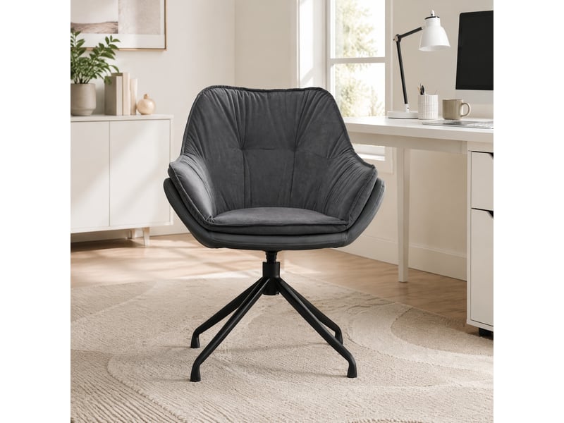 Fauteuil de bureau pivotant avec assise ergonomique et retour automatique, en similicuir gris, 69 × 65 × 46 cm - Conforama B