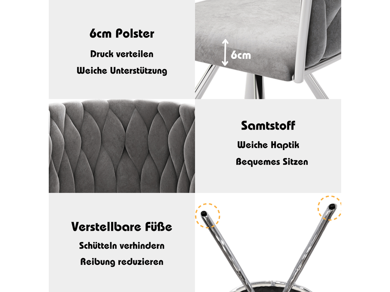  Note: the original product is german and contains a 6-piece velvet swivel chair set with metal legs in greysilver, but the current french title provided seems to describe a different table and chair set. I'll work with the frenc…  - Conforama E
