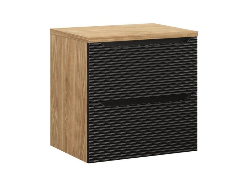  Ensemble de salle de bain yoka noir : meuble sous vasque à tiroirs 60 cm + plan vasque  - Conforama A