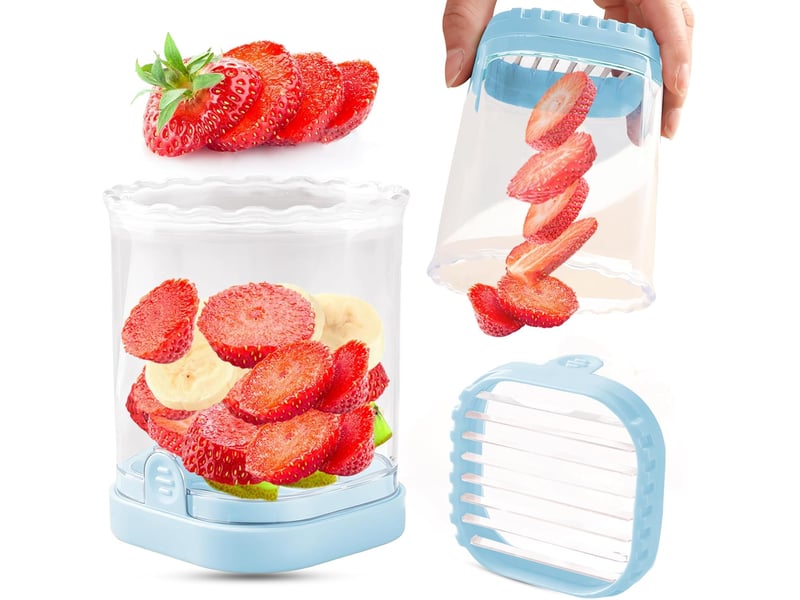  Trancheuse à fruits, fraise, coupe-banane, coupe-raisins, coupe-œufs, lames amovibles, trancheuse à fruits avec plaque de pression, ustensile  - Conforama A