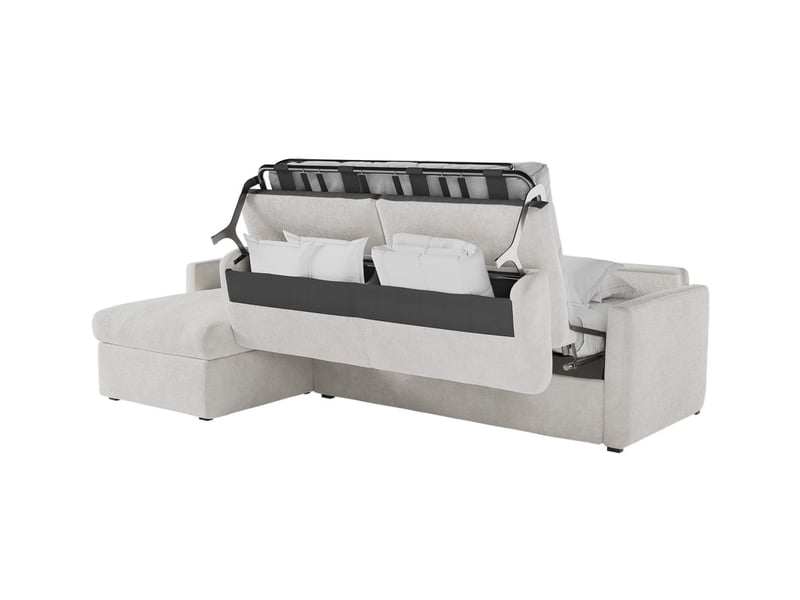  Alice - canapé d'angle réversible convertible système couchage express 4 places en tissu bouclette  - Conforama C