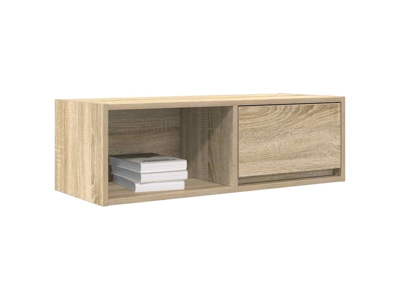  Lot de 2 meuble tv bas salon chêne sonoma 80x31x25,5 cm bois d'ingénierie shl29893  - Conforama D