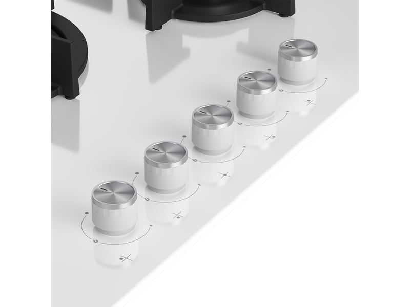 Beko hilw75222sw table de cuisson encastrable 75 cm gaz 5 feux blanc  - Conforama D