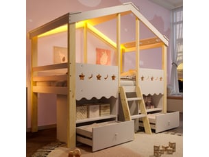 Lit cabane 90x200 cm <strong>MODENUIT </strong>  <strong></strong> coloris bicolore