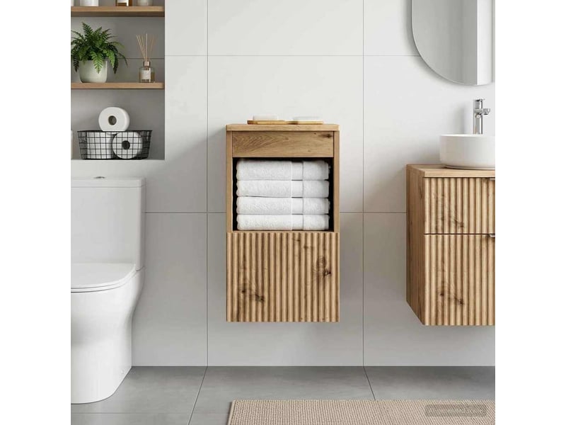  Armoire de salle de bain, meuble de rangement chêne artisanal 30x41x50 cm  - Conforama D