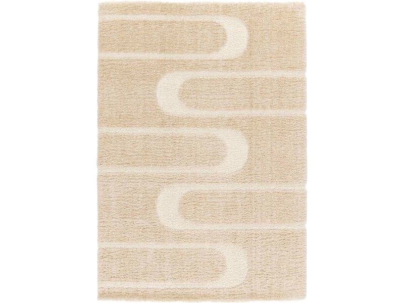  Tapis shaggy doux à relief géométrique beige 120x170  - Conforama B