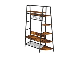 Porte-manteau ouvert autoportant de style industriel avec étagères – support suspendu rétro marron pour chambre à coucher, salon et bureau à
