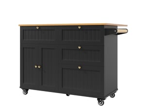 Desserte de cuisine 133x37.3x88 cm extensible mdf noir