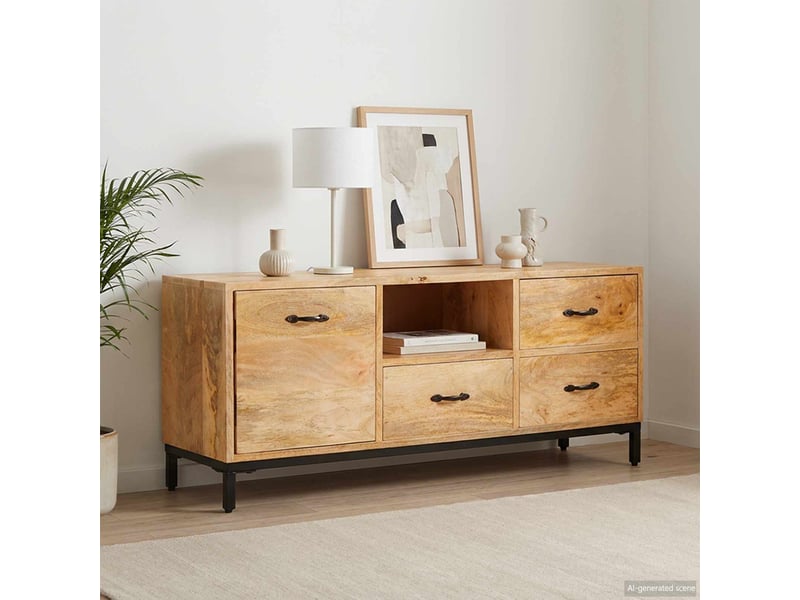  Supports de télévision avec tiroir marron 110x30x46 cm  - Conforama B