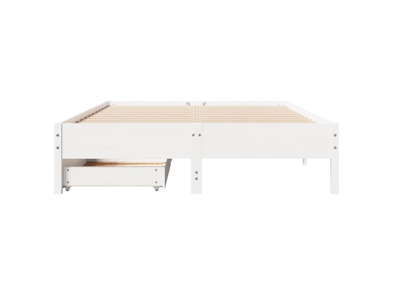  Lit double- lit adulte -  cadre de lit sans matelas blanc 150x200 cm bois de pin massif  - Conforama C