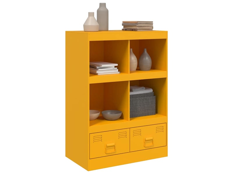 Buffet - bahut - meuble de rangement jaune moutarde 67x39x95 cm acier  - Conforama D