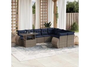 Vidaxl ensemble de canapé de jardin 10 pcs avec coussins gris résine tressée