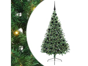 Sapin de noël - arbre de noël artificiel pré-éclairé vert 180 cm pvc
