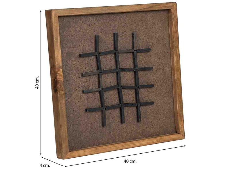  Tableau artisanal en bois recyclé relief marron et noir 40x4x40 cm h  - Conforama C