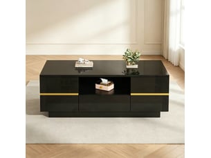 Table basse rectangulaire coloris noir <strong>CHICFURN</strong> <strong></strong> - 50 cmx100 cm