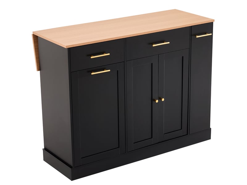  Îlot de cuisine avec plateau rabattable 120x70x91,5 cm noir et naturel  - Conforama E
