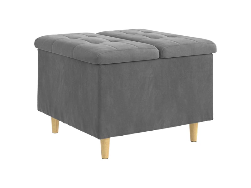  Ottoman, repose pied salon avec rangement gris foncé 60x60x45 cm velours  - Conforama A