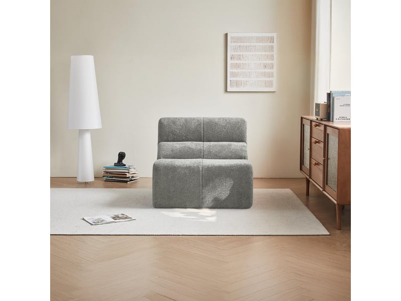  Canapé parresseux - fauteuil simple relax une place - canapé de sol - en velours doux - gris  - Conforama D