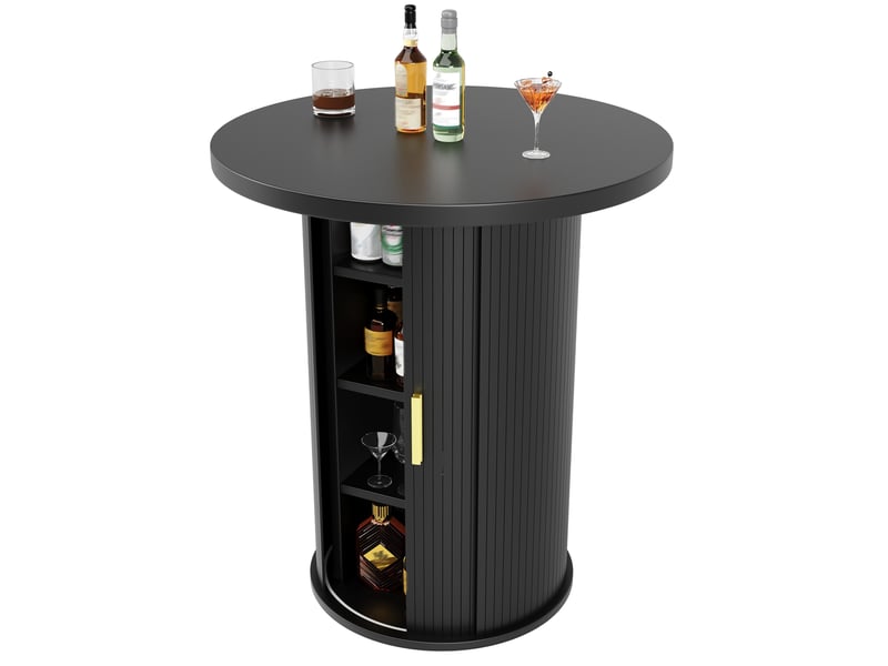  Table de bar ronde avec rangement 60 x 60 x 91,6 cm – noir – 75 kg, design moderne pour salon et bar  - Conforama A