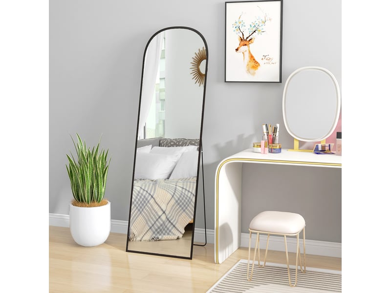  Miroir sur pied pleine longueur 50 x 161,5 cm – noir – cadre en aluminium, support pour pose libre au sol  - Conforama D
