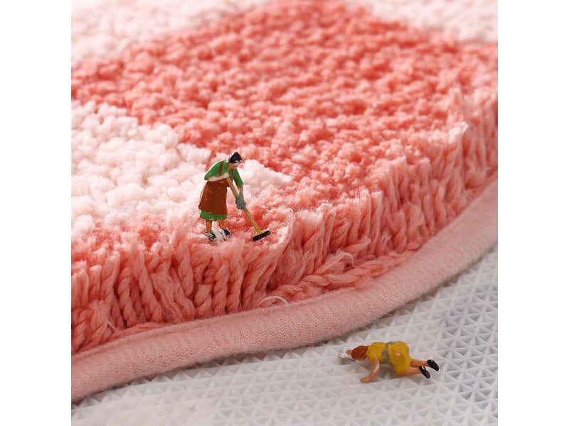  Tapis de bain et douche motif forêt, moelleux, doux, antidérapant, durable et absorbant, 50 x 80 cm, motif fleur de pêcher  - Conforama C