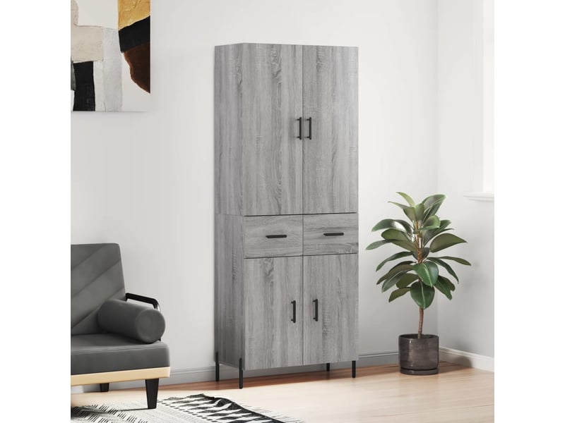  Buffet haut - bahut - meuble de rangement sonoma gris 69,5x34x180 cm bois d'ingénierie  - Conforama B