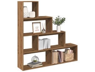 Étagère de rangement - étagère séparatrice de pièce à 4 niveaux chêne artisanal