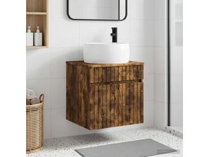 Meuble de lavabo mural, rangement salle de bain chêne fumé 49x44.5x66 cm