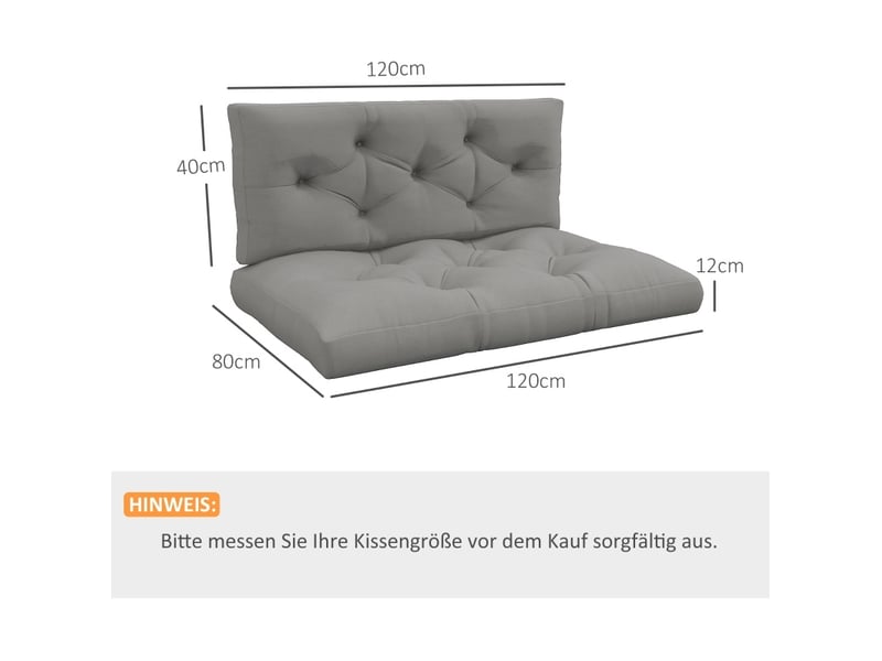  Coussin d'assise et dossier 120x80x12 cm à boutons gris clair  - Conforama E