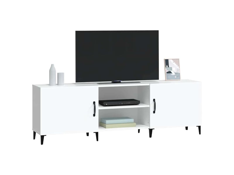  Meuble tv - banc tv - meuble de rangement blanc 150x30x50 cm bois d'ingénierie  - Conforama D
