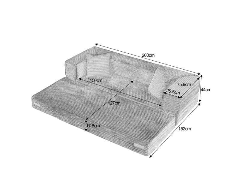  Canapé convertible en mousse avec design carré et confort d’assise, en velours côtelé, vert  - Conforama D