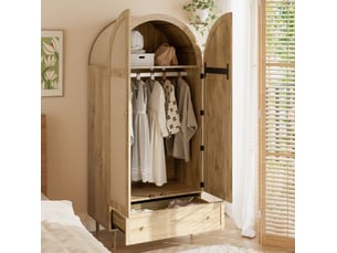 Armoire 2 porte(s) battante  1 tiroir(s) <strong>OKWISH</strong> <strong></strong> coloris bois clair largeur 79 cm