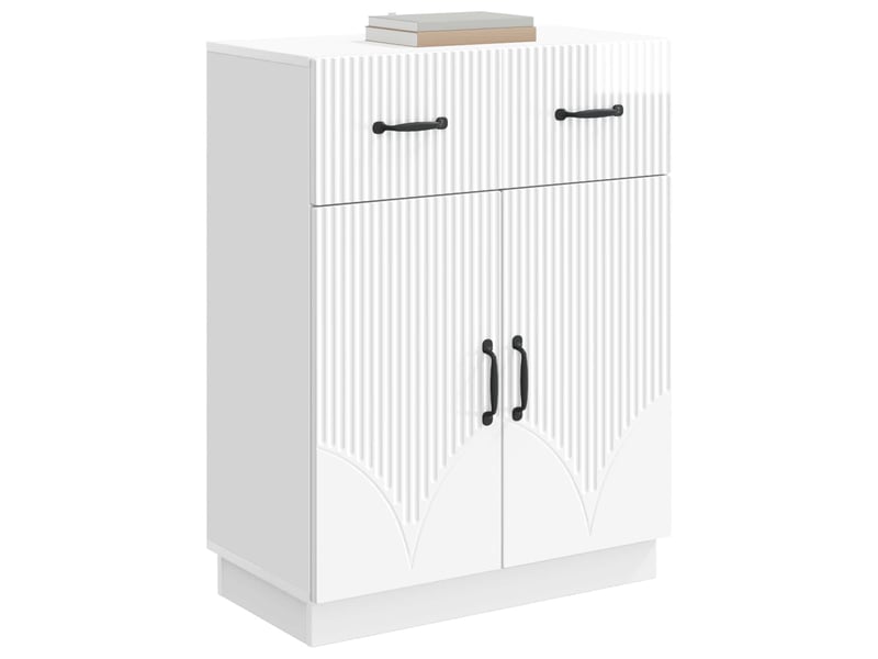  Buffet - bahut - meuble de rangement blanc brillant 66 x 34,5 x 87 cm bois d'ingénierie  - Conforama C
