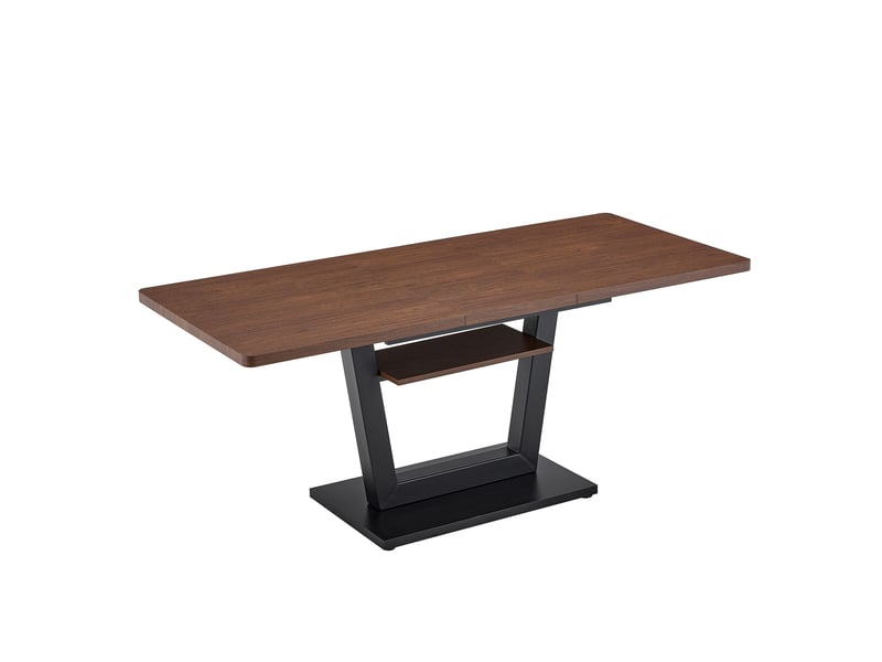  Table à manger extensible avec plateau mdf effet noyer et pieds en métal noir  - Conforama A