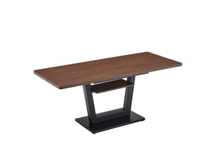 Table à manger extensible avec plateau mdf effet noyer et pieds en métal noir