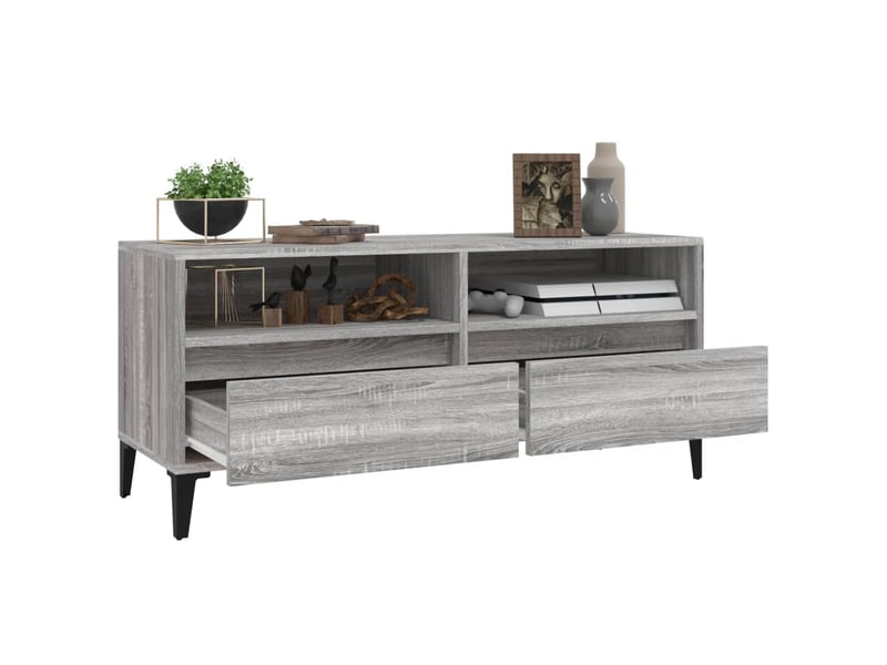  Meuble tv - banc tv - meuble de rangement sonoma gris 100x34,5x44,5 cm bois d'ingénierie  - Conforama E